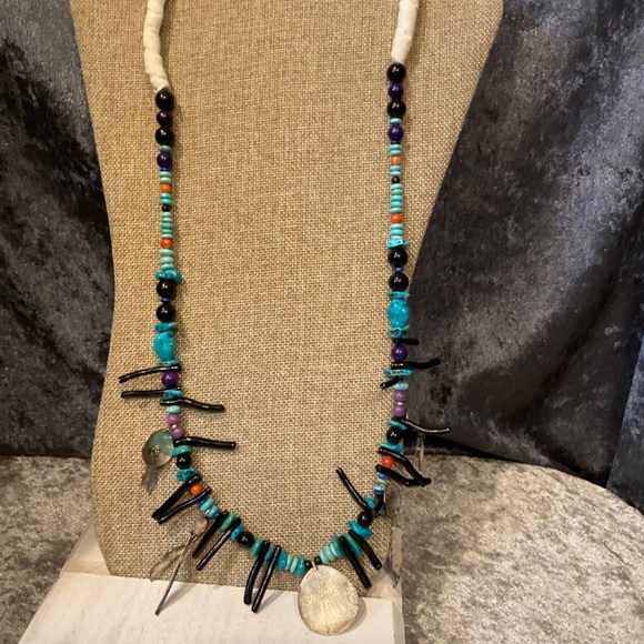 Vintage Native American Richard Begay Sterling Silver Bear Paw Necklace - Picture 3 of 5